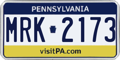 PA license plate MRK2173