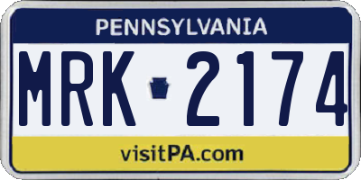 PA license plate MRK2174
