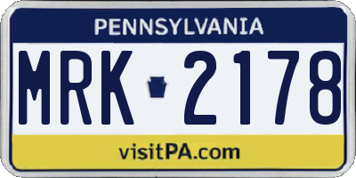 PA license plate MRK2178