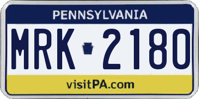 PA license plate MRK2180