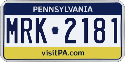 PA license plate MRK2181