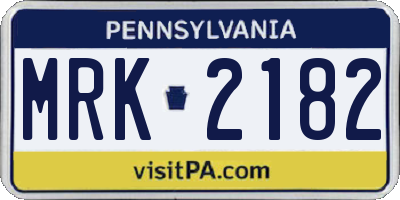 PA license plate MRK2182
