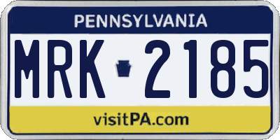 PA license plate MRK2185