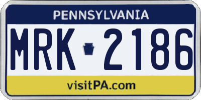 PA license plate MRK2186