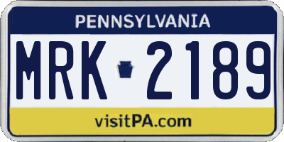 PA license plate MRK2189