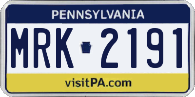 PA license plate MRK2191