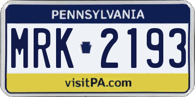 PA license plate MRK2193