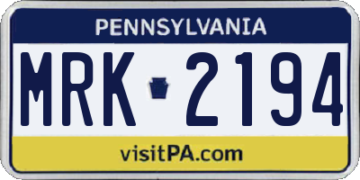PA license plate MRK2194