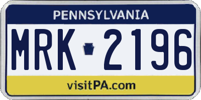 PA license plate MRK2196