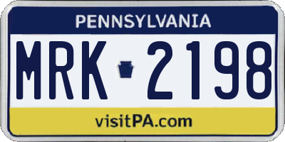 PA license plate MRK2198