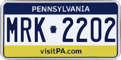 PA license plate MRK2202