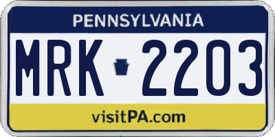 PA license plate MRK2203