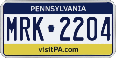 PA license plate MRK2204