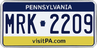 PA license plate MRK2209