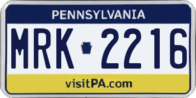 PA license plate MRK2216