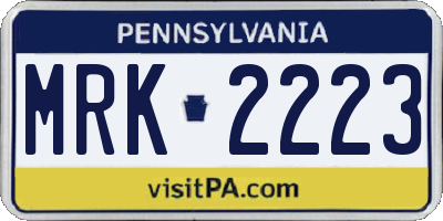 PA license plate MRK2223