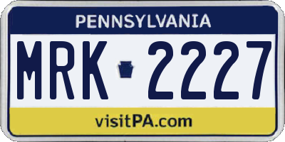 PA license plate MRK2227