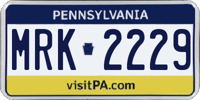 PA license plate MRK2229