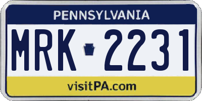 PA license plate MRK2231