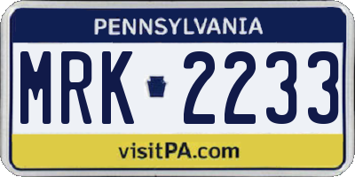 PA license plate MRK2233