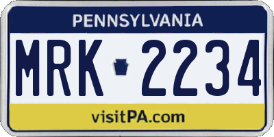 PA license plate MRK2234