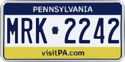 PA license plate MRK2242