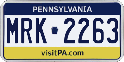 PA license plate MRK2263