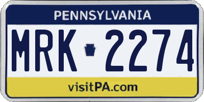 PA license plate MRK2274