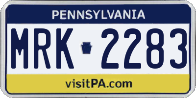 PA license plate MRK2283
