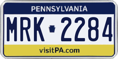 PA license plate MRK2284