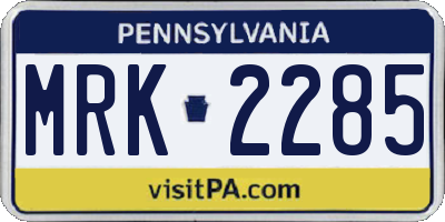 PA license plate MRK2285