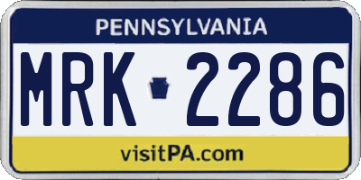 PA license plate MRK2286