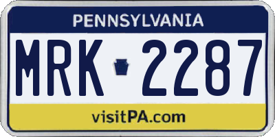 PA license plate MRK2287