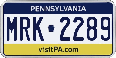 PA license plate MRK2289