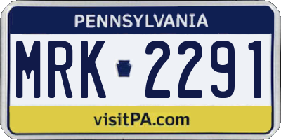 PA license plate MRK2291