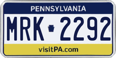 PA license plate MRK2292