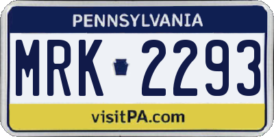 PA license plate MRK2293