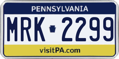 PA license plate MRK2299
