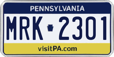 PA license plate MRK2301