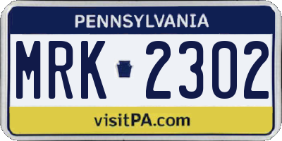 PA license plate MRK2302