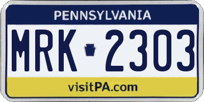 PA license plate MRK2303