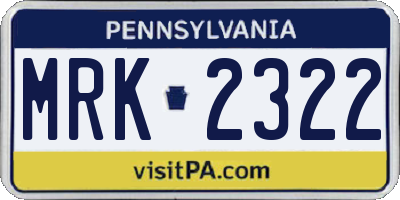 PA license plate MRK2322