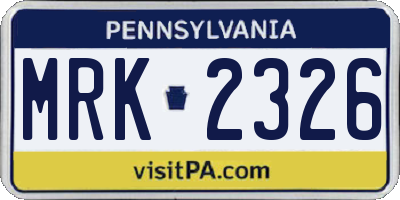 PA license plate MRK2326