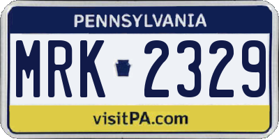 PA license plate MRK2329