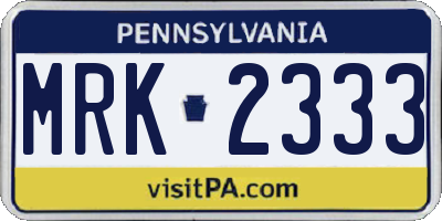 PA license plate MRK2333