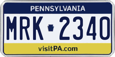 PA license plate MRK2340