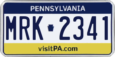 PA license plate MRK2341
