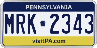 PA license plate MRK2343