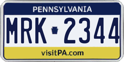 PA license plate MRK2344