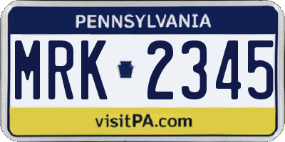 PA license plate MRK2345